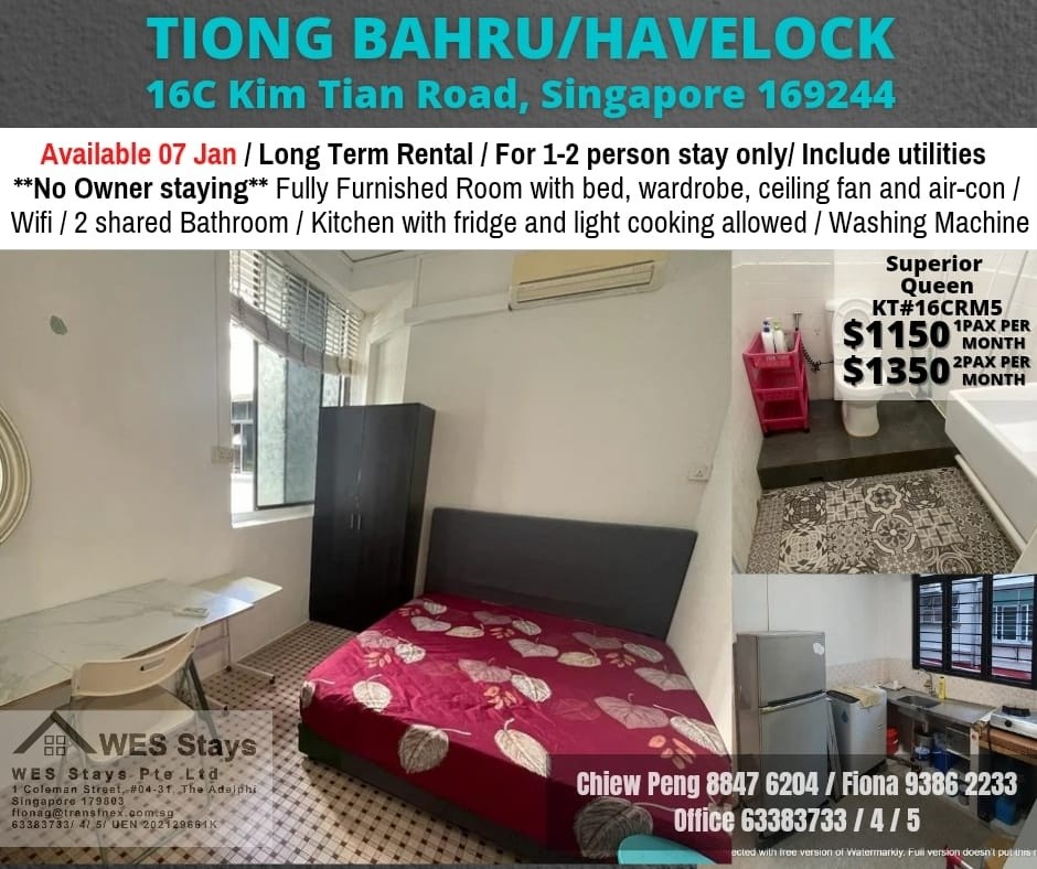 Near Tiong Bahru MRT/ Havelock MRT /7 Jan Available / For 1 pax stay / Include utilities / No owner stay - Tiong Bahru 中嗒魯 - 整個住家 - Homates 新加坡