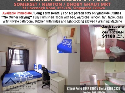 Singapore -  - Near Somerset MRT/Newton MRT/Dhoby Ghaut MRT/ Available Immediate/ Min 3 - 12 Month Rental / For 1 pax only / Include utilities / No owner stay