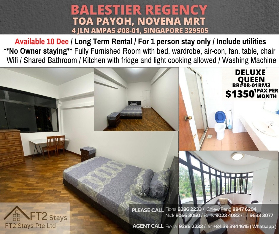 BALESTIER REGENCY near Newton MRT/ Novena MRT/ No Owner - Novena 诺维娜 - 分租房间 - Homates 新加坡