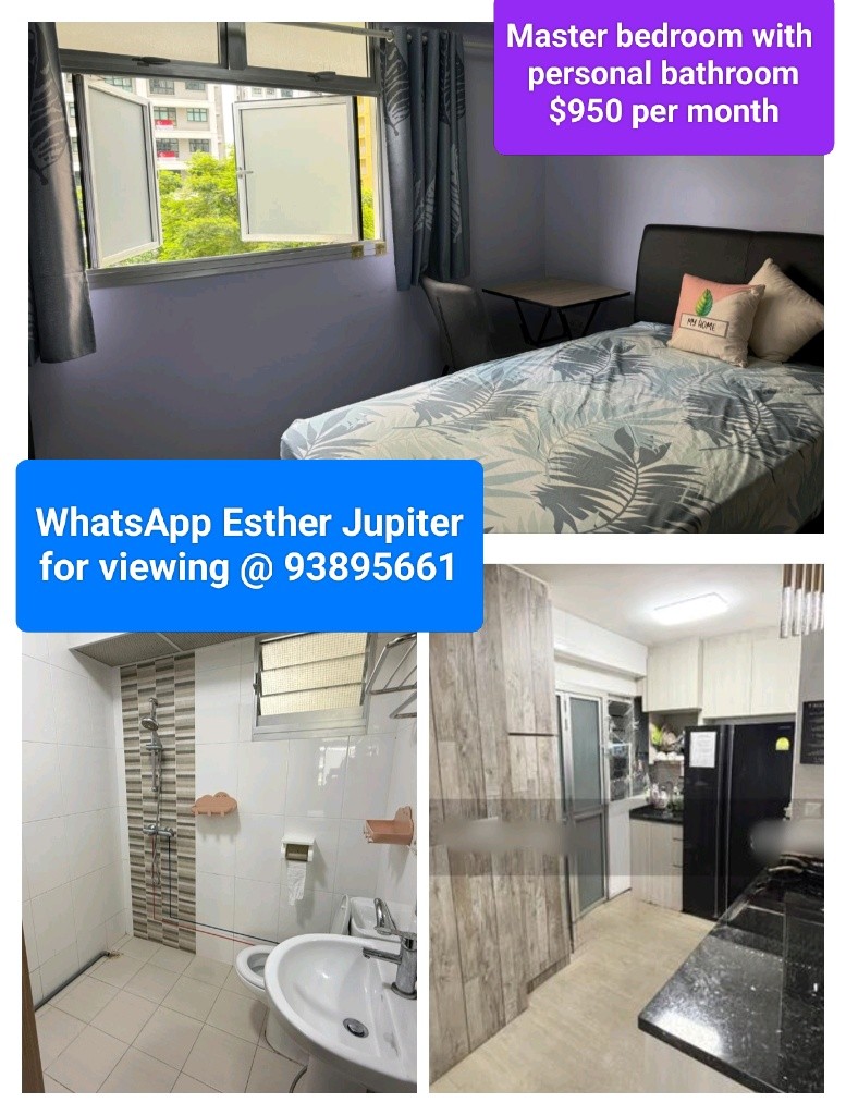 主人房出租 Master bedroom+ bathroom @ $950 - Punggol 榜鹅 - 分租房间 - Homates 新加坡