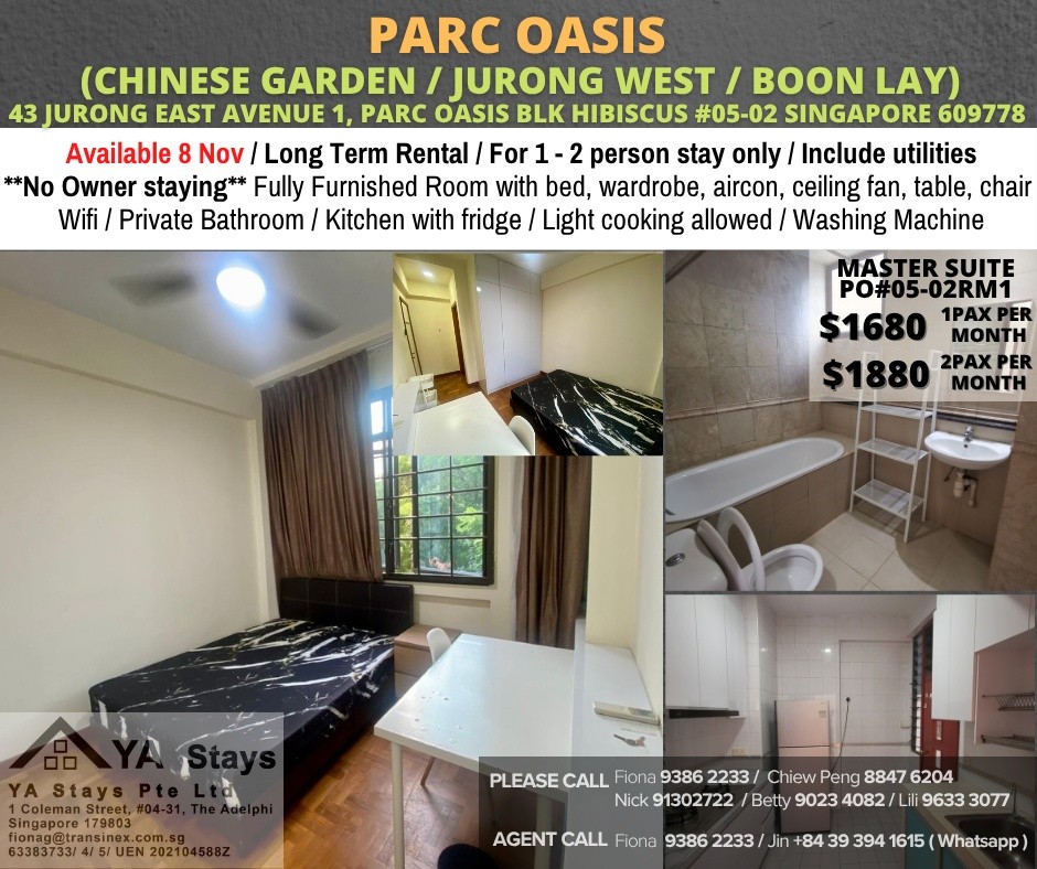 Room For Rent - Jurong East - Parc Oasis RM1 - Jurong East 裕廊东 - 整个住家 - Homates 新加坡