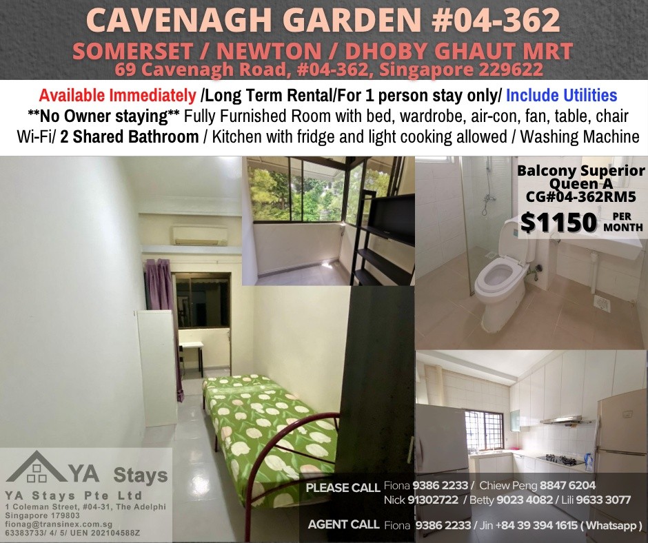 Room For Rent - CAVENAGH GARDEN (Orchard / River Valley)/ Near Somerset MRT/Newton MRT/Dhoby Ghaut MRT/ Common Room/ 1 Pax/ Fully Furnished/ No Owner Staying - Orchard 乌节路 - 整个住家 - Homates 新加坡