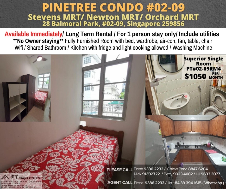 Room for rent / Near Newton MRT/Near Orchard MRT/Stevens MRT / Common room / 1pax stay / Available Immediately - Bukit Timah - Bedroom - Homates Singapore