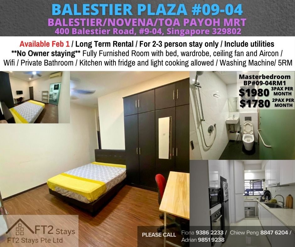 Room for rent / Toa Payoh, Novena, Newton, Little India MRT / Master room / 1-2 pax stay / Available﻿ Jan 17 - Toa Payoh 大巴窑 - 整个住家 - Homates 新加坡