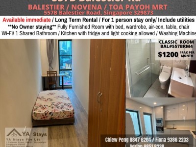 Available﻿ Immediately - Common Room/Include Utilities/Wifi/Aircon/No Agent Fee/Light Cooking Allowed/Washing Machine - 557 Balestier Road, Singapore 329873