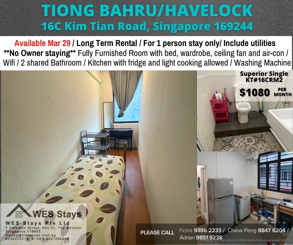 Available﻿ March 29 - Common Room/Include Utilities/Wifi/Aircon/No Agent Fee/Light Cooking Allowed/Washing Machine - Queenstown 女皇镇 - 整个住家 - Homates 新加坡