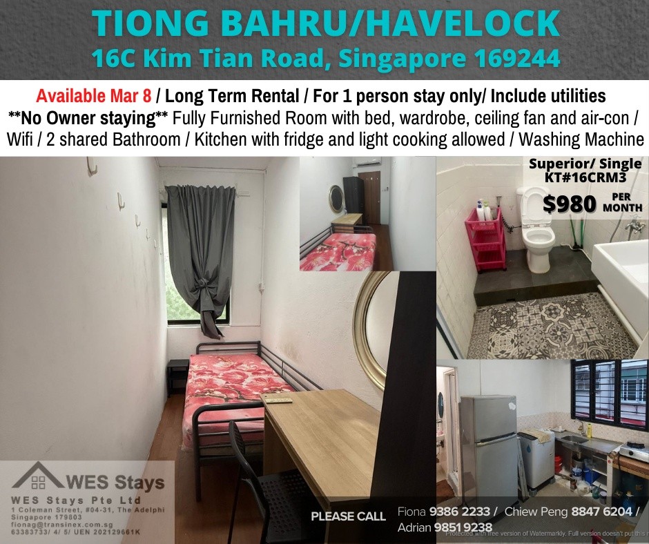 Available﻿ March 8 - Common Room/Include Utilities/Wifi/Aircon/No Agent Fee/Light Cooking Allowed/Washing Machine - Queenstown 女皇镇 - 分租房间 - Homates 新加坡