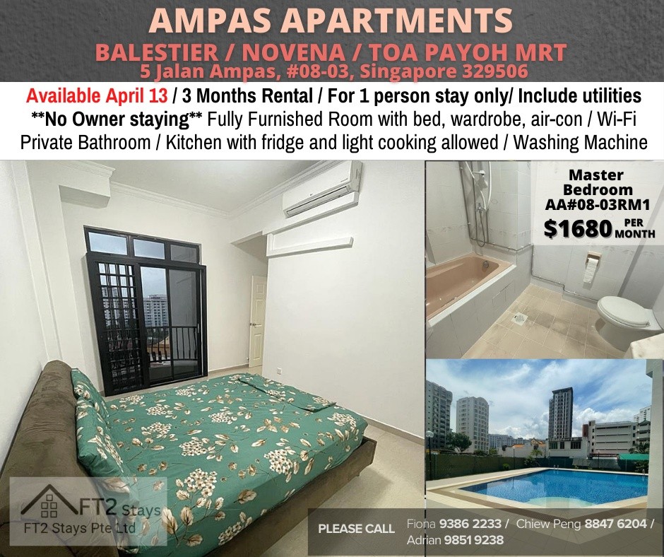 Room for rent/Toa Payoh, Boon Keng, Novena MRT/1 pax stay/Include Utilities/Available IMMEDIATELY - Novena 諾維娜 - 分租房間 - Homates 新加坡