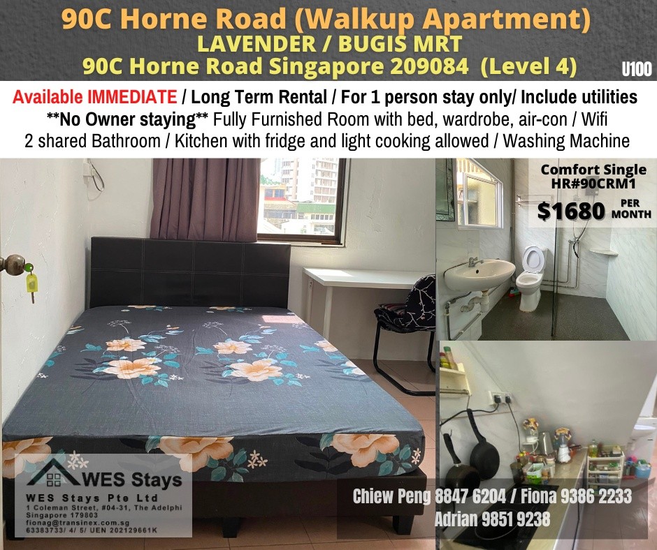 Room for Rent/90C Horne Road Singapore 209084 (Level 4)/ For 1 pax/ Available Immediately - Farrer Park - Flat - Homates Singapore