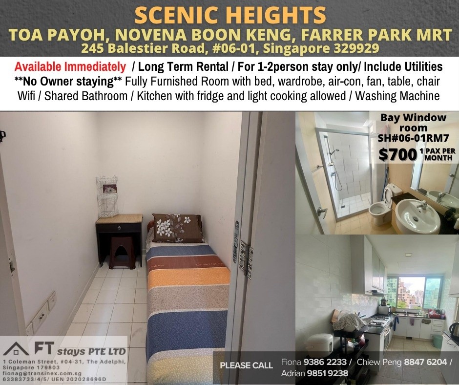 Room for Rent/Scenic Heights, Balestier/ For 1 pax/ Available Immediately - Toa Payoh - Flat - Homates Singapore