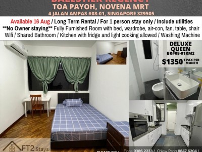 Room for Rent/4 Jalan Ampas , Singapore 329505/ For 1 pax/ Available 16 Aug - 4 Jalan Ampas , Singapore 329505 